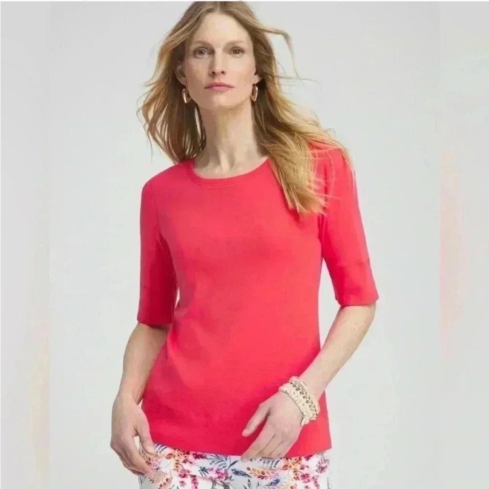 Chico’s Jewel‎ Neck Elbow Tee size 1 in Watermelon Punch NWT in packaging